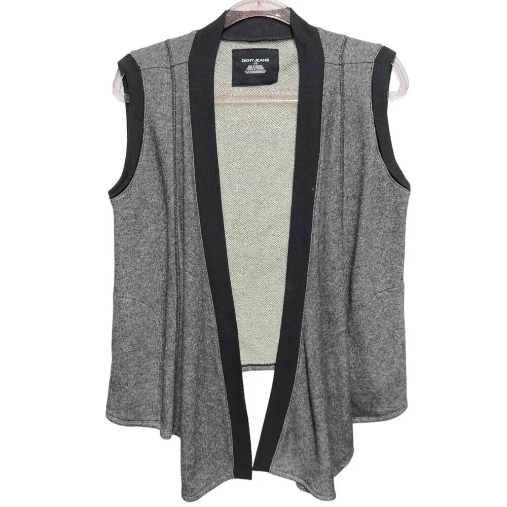 Pure Cotton Terry Knit Sweater Cardigan Vest Jacket Open Front